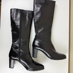 Botticelli Black Leather Tall Boots Made In Italy